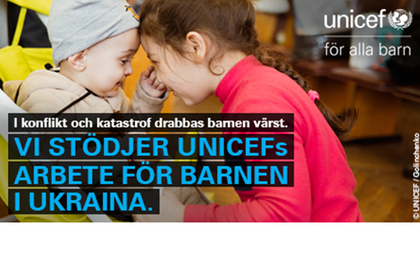 Vi stödjer UNICEFs arbete för barnen i Ukraina